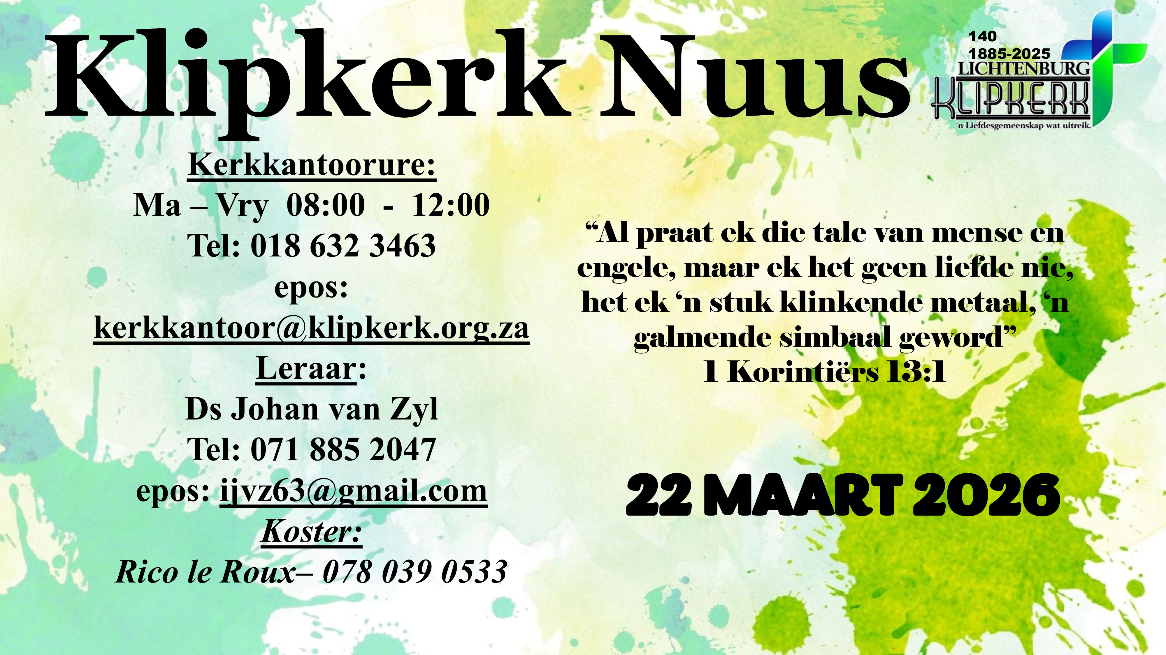 Weeknuus Lichtenburg N G Klipkerk, afkondigings